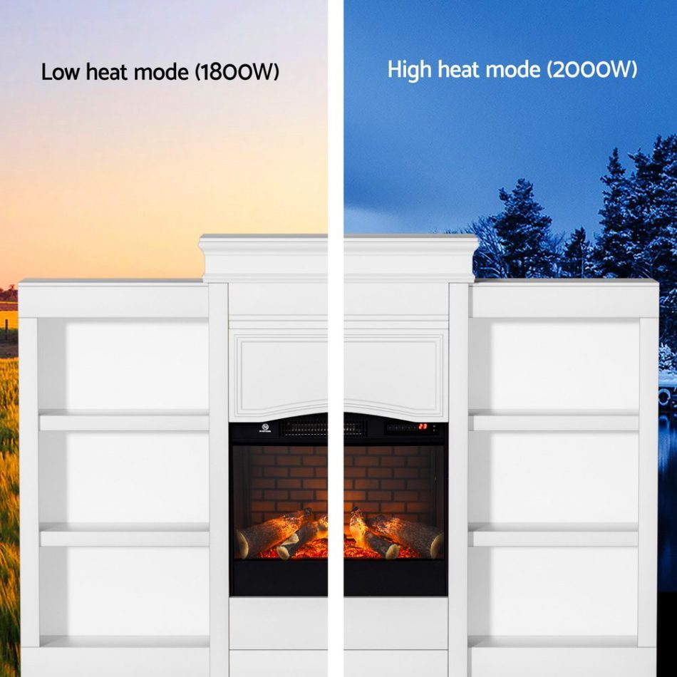 Devanti 2000W Electric Fireplace Fire Heater White - Image 8
