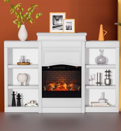 Devanti 2000W Electric Fireplace Fire Heater White