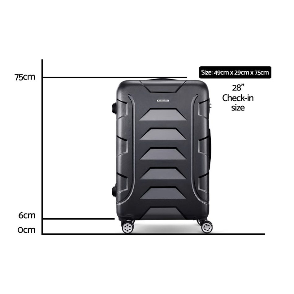 Wanderlite 28 Inch Luggage with TSA Lock Spinner Travel Suitcase Carry On Hard Shell Luggage Case Black - Image 2