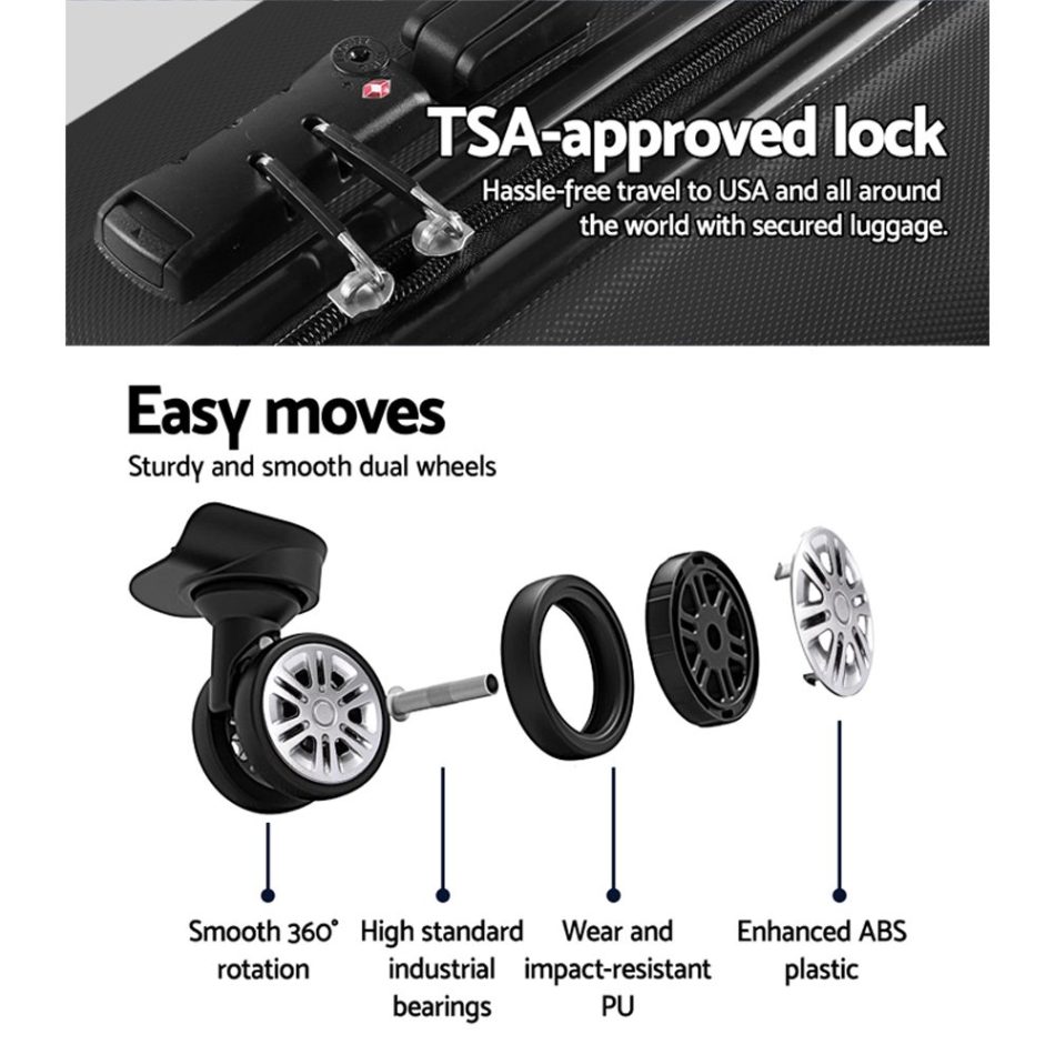 Wanderlite 28 Inch Luggage with TSA Lock Spinner Travel Suitcase Carry On Hard Shell Luggage Case Black - Image 5