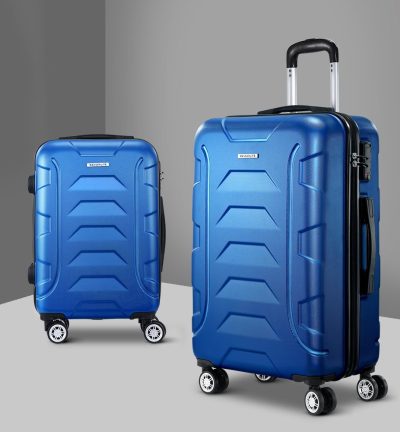 Wanderlite 2Set 20-28 Inch Luggage with TSA Lock Spinner Carry On Hard Shell Travel Suitcase Luggage Case Blue