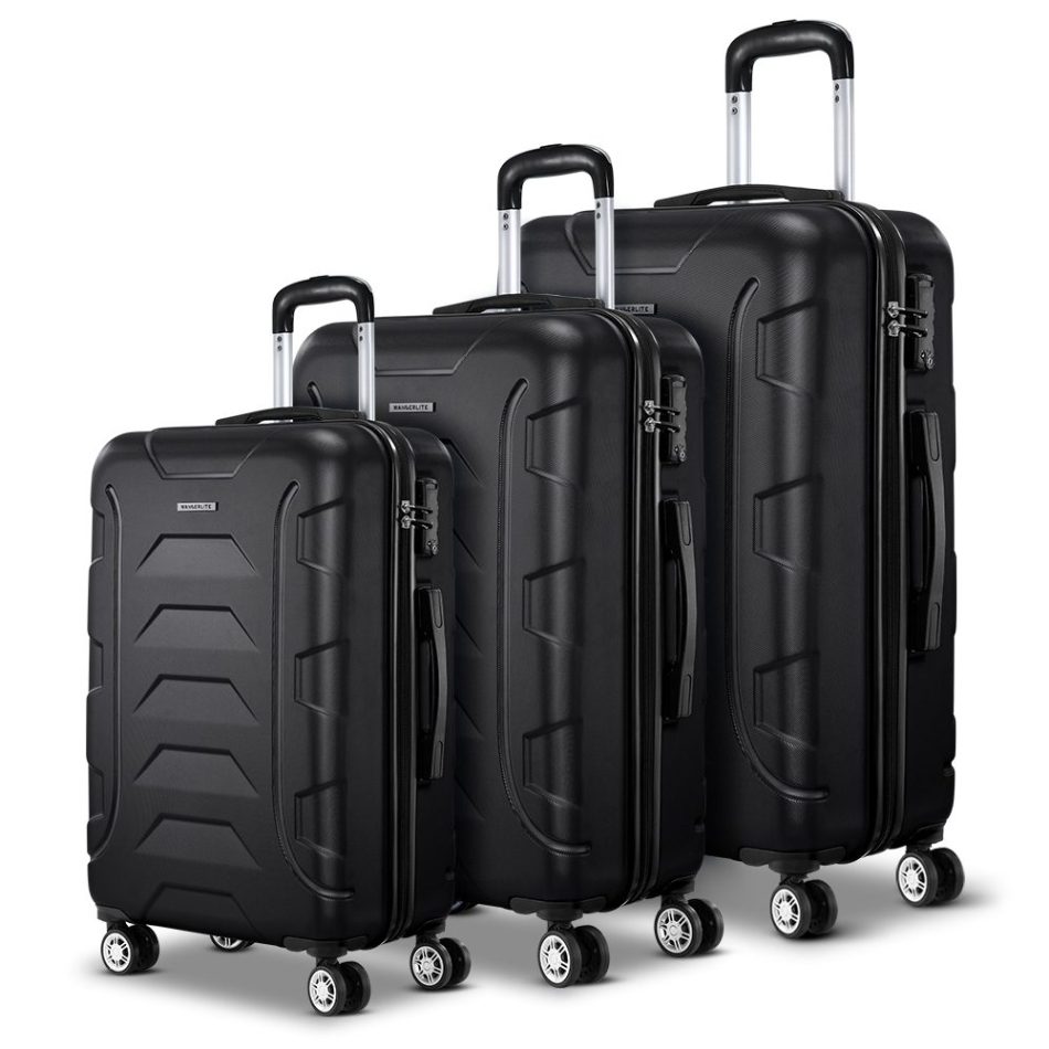 Wanderlite 3Set 20-24-28 Inch Luggage with TSA Lock Spinner Carry On Hard Shell Travel Suitcase Luggage Case Black - Image 3