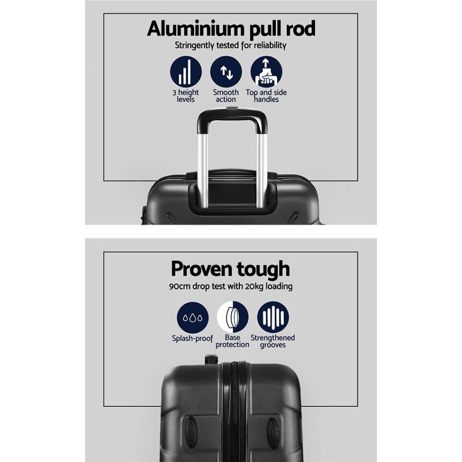 Wanderlite 3Set 20-24-28 Inch Luggage with TSA Lock Spinner Carry On Hard Shell Travel Suitcase Luggage Case Black - Image 4