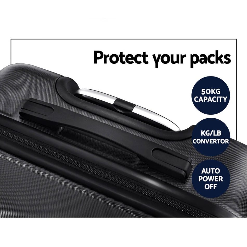 Wanderlite 3Set 20-24-28 Inch Luggage with TSA Lock Spinner Carry On Hard Shell Travel Suitcase Luggage Case Black - Image 6