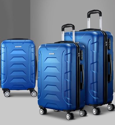 Wanderlite 3Set 20-24-28 Inch Luggage with TSA Lock Spinner Carry On Hard Shell Travel Suitcase Luggage Case Blue