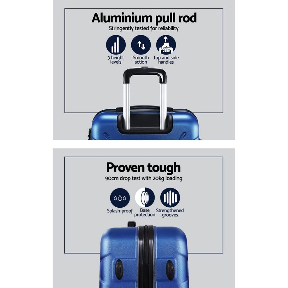Wanderlite 3Set 20-24-28 Inch Luggage with TSA Lock Spinner Carry On Hard Shell Travel Suitcase Luggage Case Blue - Image 4