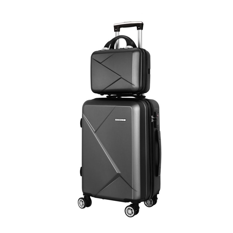 Wanderlite 2Set 20 Inch Luggage Case with 12 Inch Handheld Luggage Box Hard Shell Travel Suitcase TSA Lock Black - Image 7