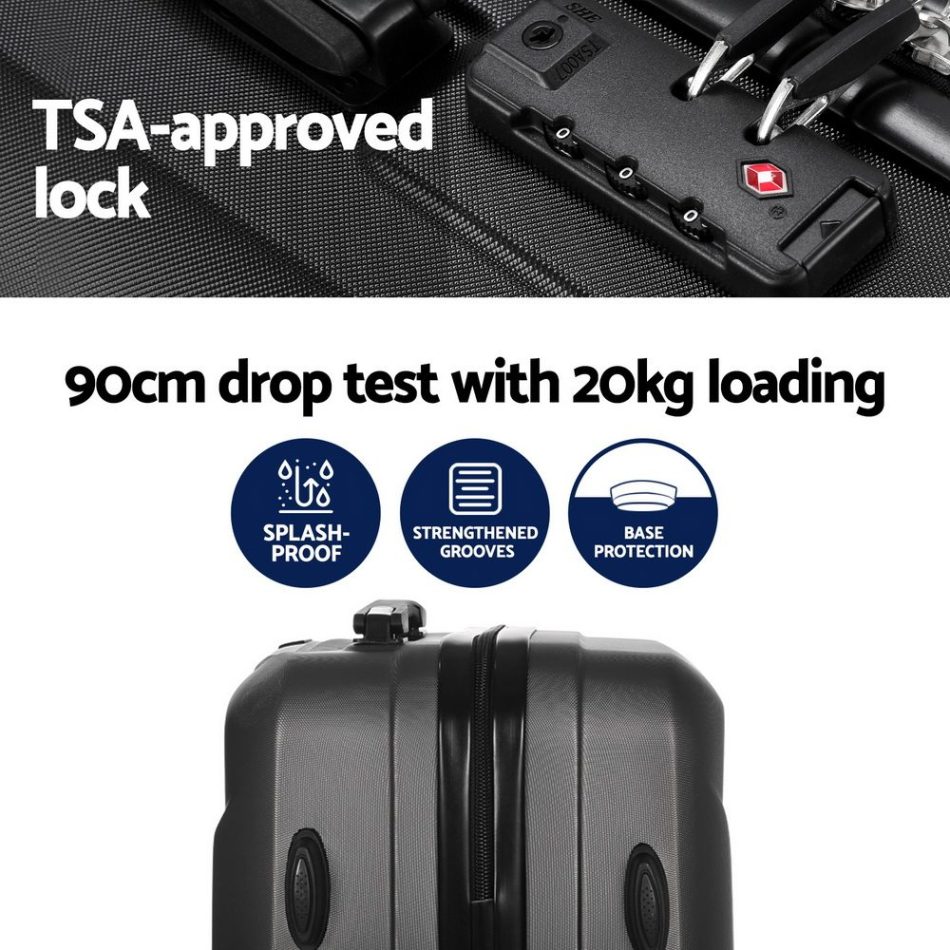 Wanderlite 2Set 20 Inch Luggage Case with 12 Inch Handheld Luggage Box Hard Shell Travel Suitcase TSA Lock Black - Image 5