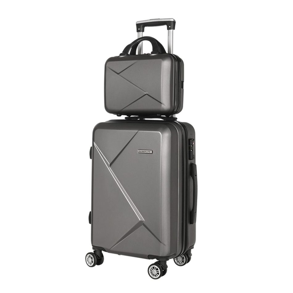 Wanderlite 2Set 20 Inch Luggage Case with 12 Inch Handheld Luggage Box Hard Shell Travel Suitcase TSA Lock Dark Grey - Image 7