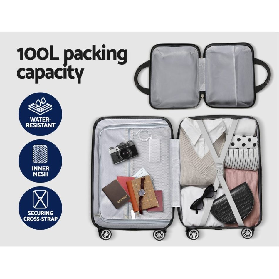 Wanderlite 2Set 20 Inch Luggage Case with 12 Inch Handheld Luggage Box Hard Shell Travel Suitcase TSA Lock Dark Grey - Image 6