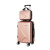 Wanderlite 2Set 20 Inch Luggage Case with 12 Inch Handheld Luggage Box Hard Shell Travel Suitcase TSA Lock  Rose Gold - Image 7