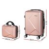 Wanderlite 2Set 20 Inch Luggage Case with 12 Inch Handheld Luggage Box Hard Shell Travel Suitcase TSA Lock  Rose Gold - Image 2