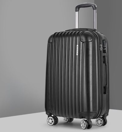 Wanderlite 20 Inch Luggage with Zipper Lock Carry On Hard Shell Travel Suitcase Luggage Case Black