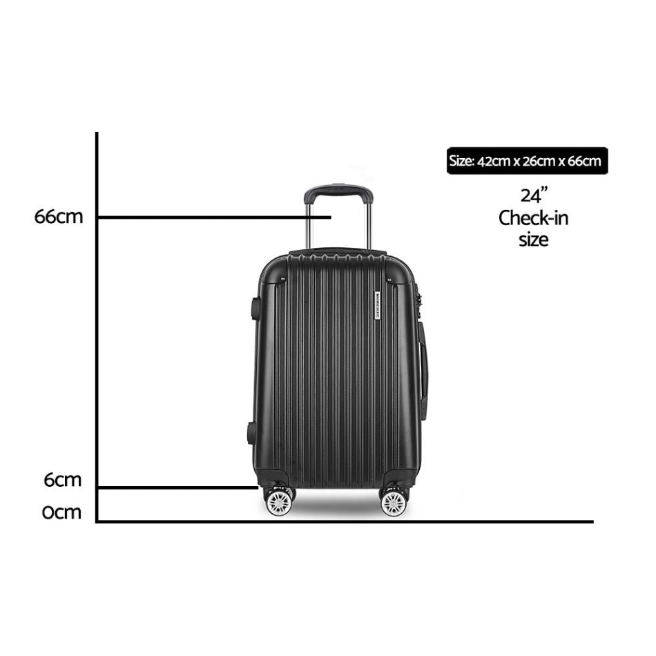 Wanderlite 24 Inch Luggage with TSA Lock Spinner Travel Suitcase Carry On Hard Shell Luggage Case Black - Image 2