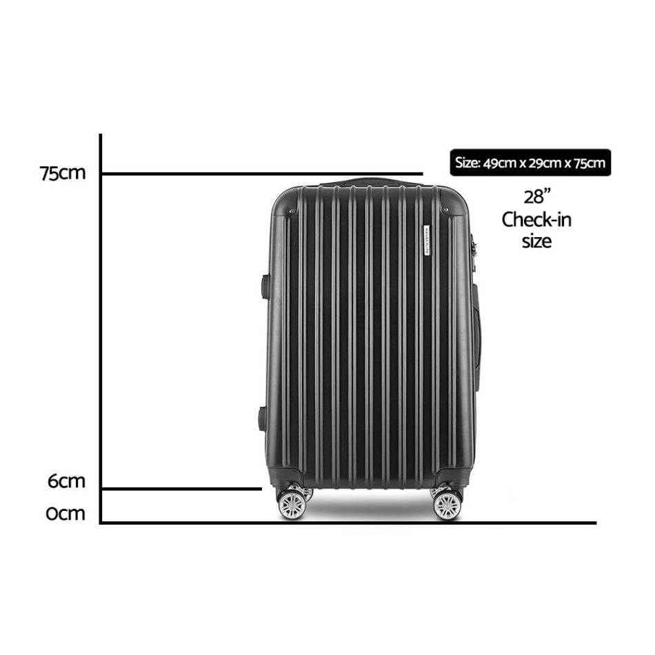 Wanderlite 28 Inch Luggage with TSA Lock Spinner Carry On Hard Shell Travel Suitcase Luggage Case Black - Image 2