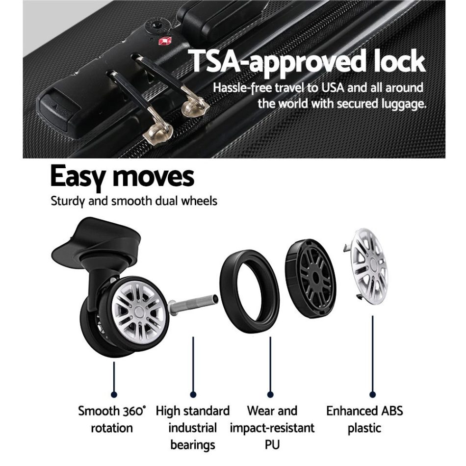 Wanderlite 28 Inch Luggage with TSA Lock Spinner Carry On Hard Shell Travel Suitcase Luggage Case Black - Image 5