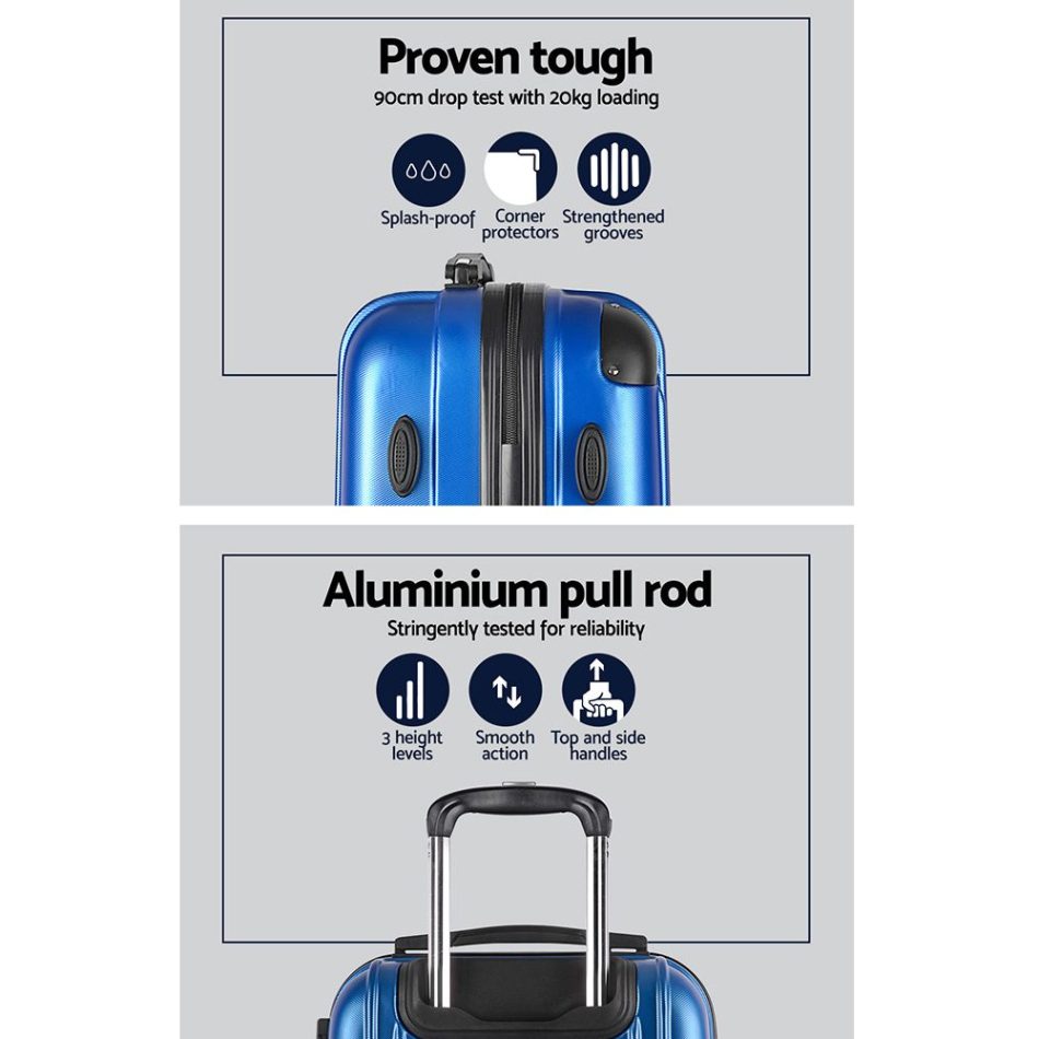 Wanderlite 20-28 Inch Luggage 2Set with TSA Lock Spinner Carry On Hard Shell Travel Suitcase Luggage Case Blue - Image 4
