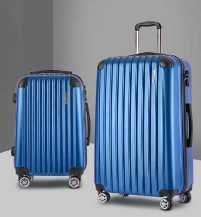 Wanderlite 20-28 Inch Luggage 2Set with TSA Lock Spinner Carry On Hard Shell Travel Suitcase Luggage Case Blue