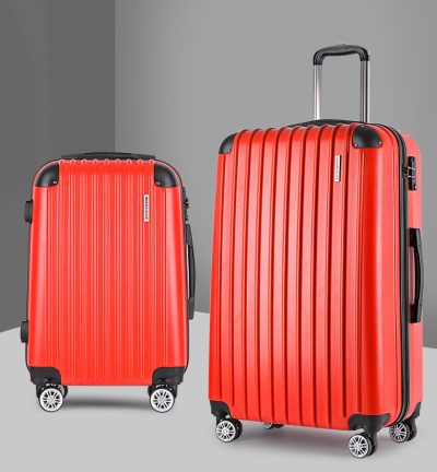 Wanderlite 20-28 Inch Luggage 2Set with TSA Lock Spinner Carry On Hard Shell Travel Suitcase Luggage Case Red