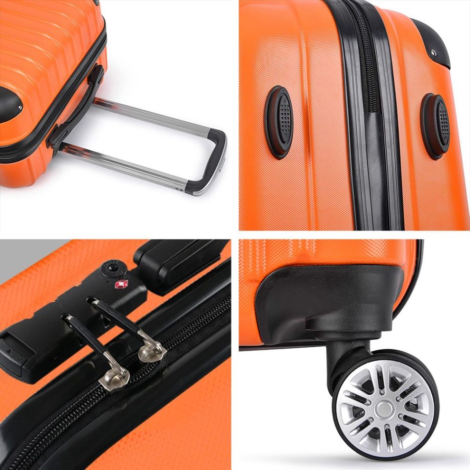 Wanderlite 20-24-28 Inch Luggage 3Set with TSA Lock Spinner Carry On Hard Shell Travel Suitcase Luggage Case Orange - Image 7