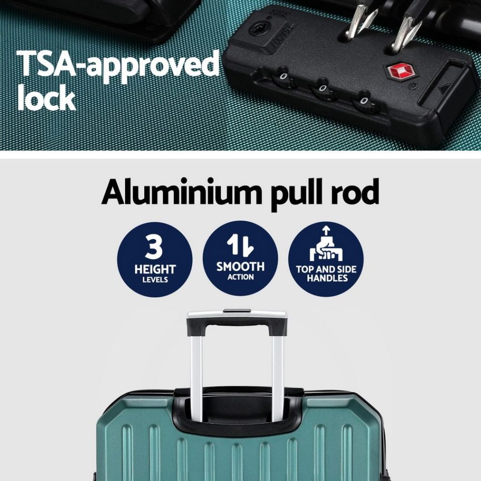 Wanderlite 28-inch Luggage Set with TSA Lock�ABS Hard Shell Travel Suitcase Organiser Luggage Case Atrovirens - Image 5