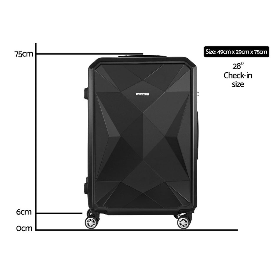 Wanderlite 28-inch Luggage Set with TSA Lock�ABS Hard Shell Travel Suitcase Organiser Luggage Case Black - Image 2