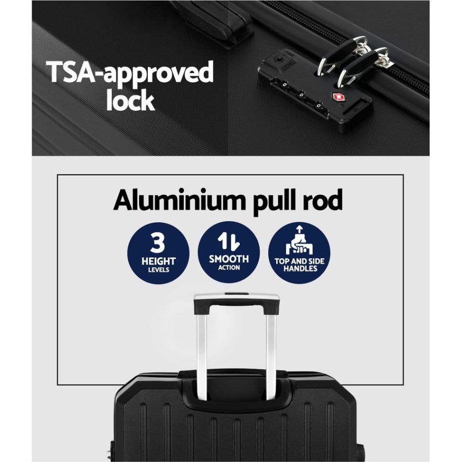 Wanderlite 28-inch Luggage Set with TSA Lock�ABS Hard Shell Travel Suitcase Organiser Luggage Case Black - Image 4