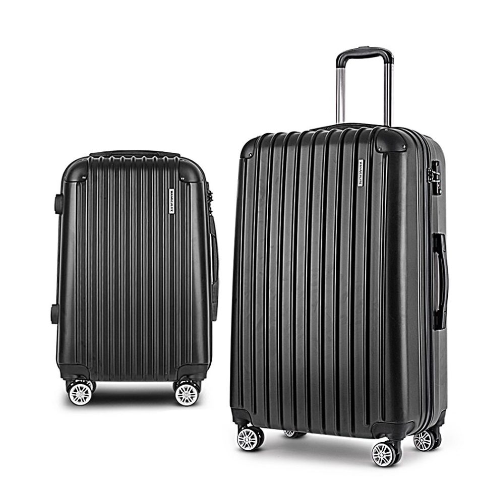 Wanderlite 20in 28in Luggage 2Set with Zipper Lock Carry On Hard Shell Travel Suitcase Luggage Case Black - Image 8