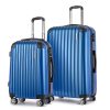 Wanderlite 2 Set Luggage 20-28 Inch with Zipper Lock Carry On Hard Shell Travel Suitcase Luggage Case Blue - Image 3