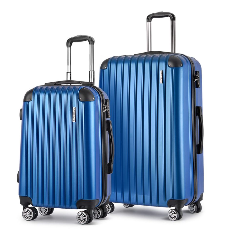 Wanderlite 2 Set Luggage 20-28 Inch with Zipper Lock Carry On Hard Shell Travel Suitcase Luggage Case Blue - Image 3