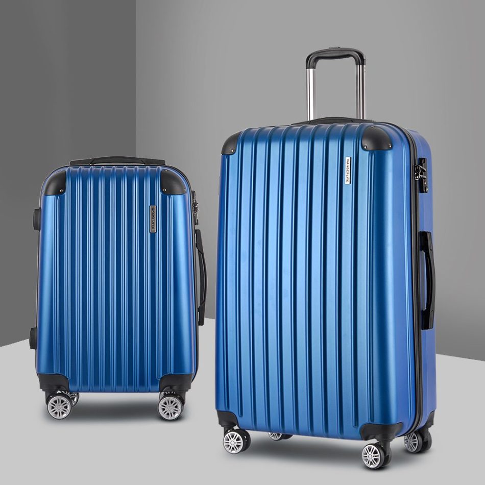 Wanderlite 2 Set Luggage 20-28 Inch with Zipper Lock Carry On Hard Shell Travel Suitcase Luggage Case Blue - Image 7