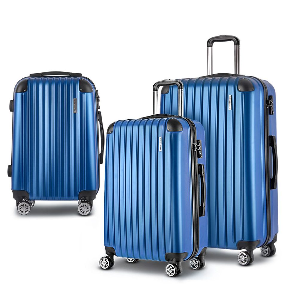 Wanderlite 3 Set Luggage 20-24-28 Inch with Zipper Lock Carry On Hard Shell Travel Suitcase Luggage Case Blue - Image 8