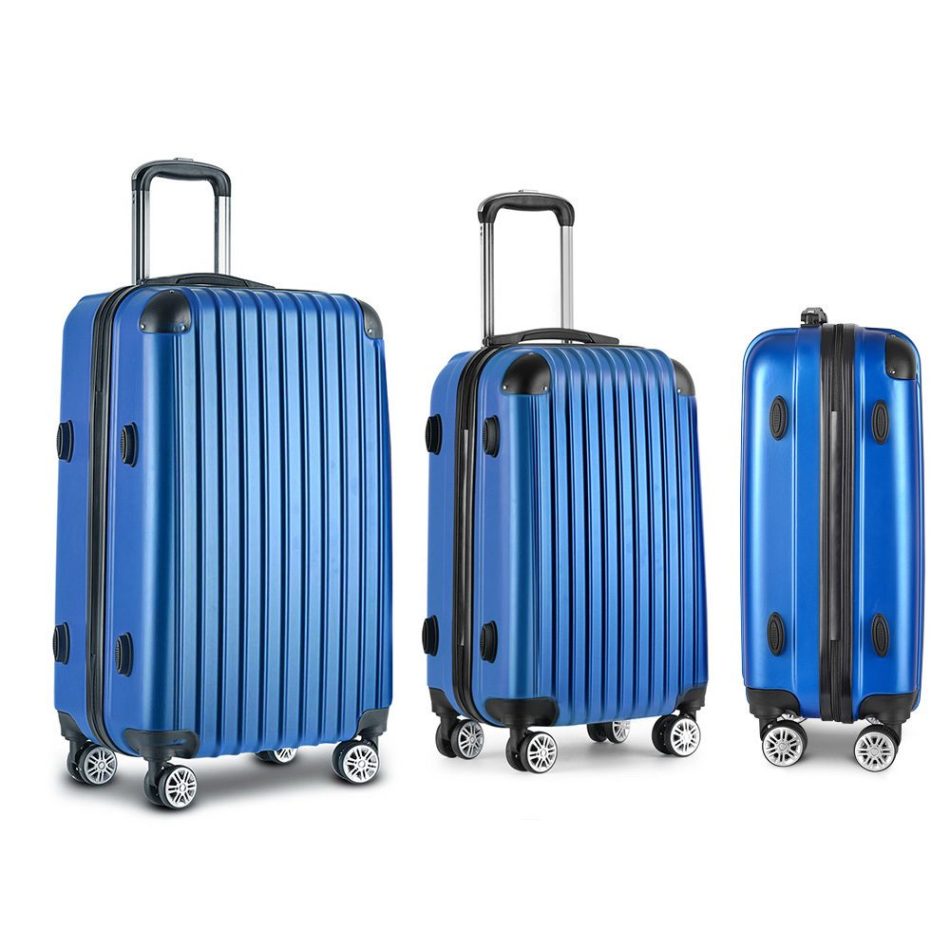Wanderlite 3 Set Luggage 20-24-28 Inch with Zipper Lock Carry On Hard Shell Travel Suitcase Luggage Case Blue - Image 3
