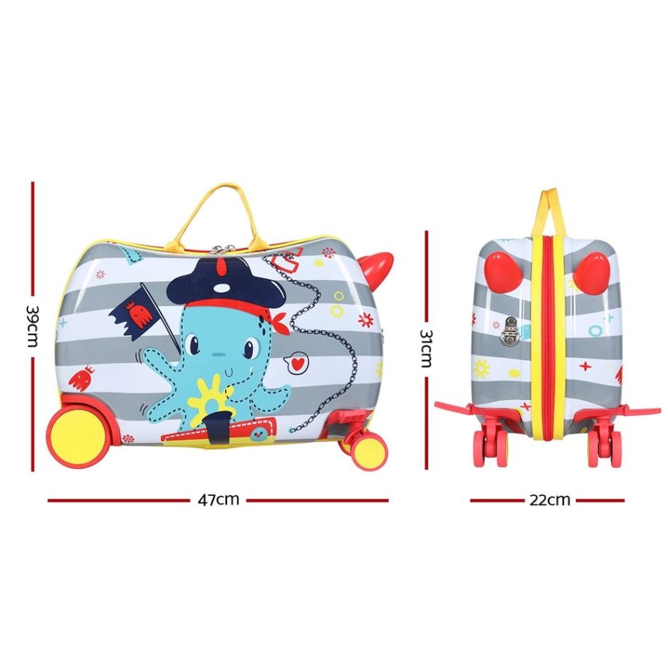 Wanderlite 17" Kids Ride On Luggage Children Suitcase Trolley Travel Octopus - Image 2