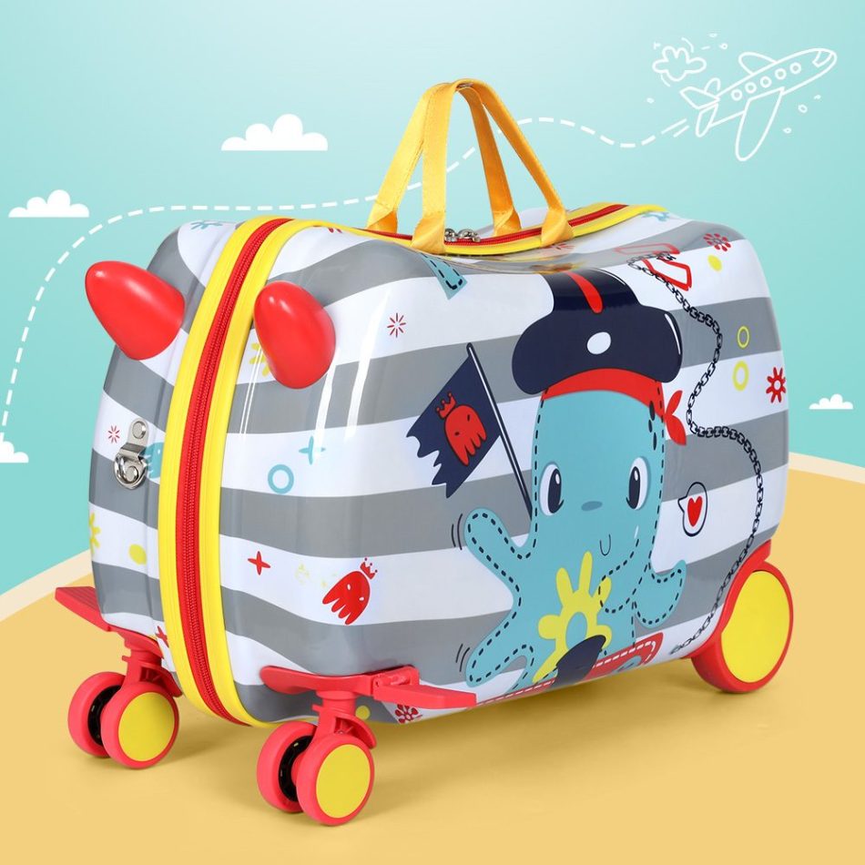 Wanderlite 17" Kids Ride On Luggage Children Suitcase Trolley Travel Octopus - Image 7