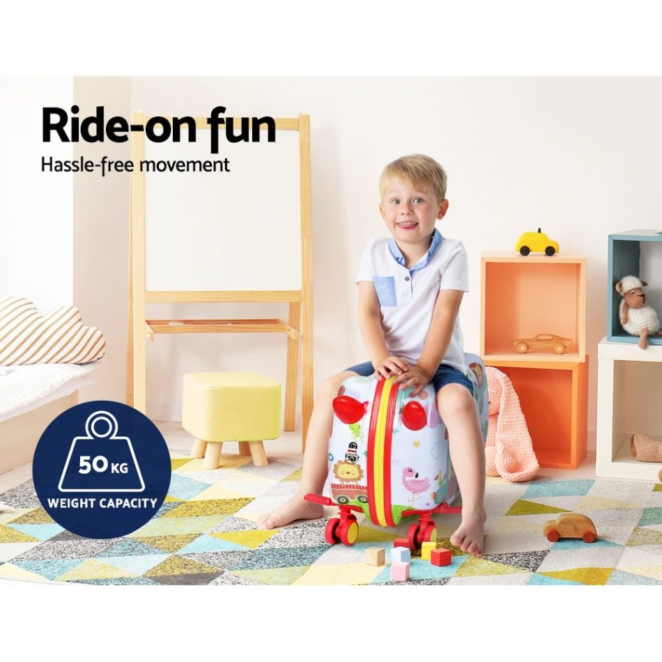 Wanderlite 17" Kids Ride On Luggage Children Suitcase Trolley Travel Zoo - Image 5
