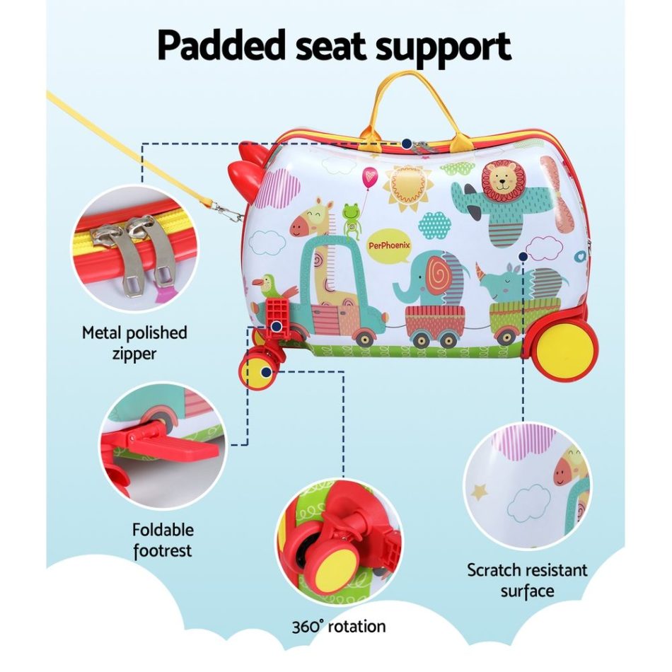 Wanderlite 17" Kids Ride On Luggage Children Suitcase Trolley Travel Zoo - Image 6