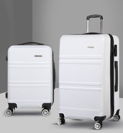 Wanderlite 20" 28" Luggage with TSA Lock Spinner Travel Suitcase Carry On Hard Shell Luggage Case White