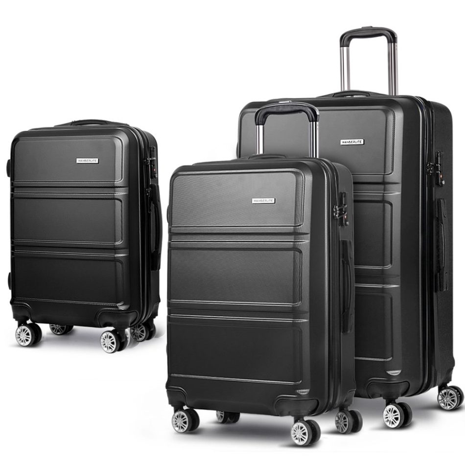 Wanderlite 3Set 20-24-28 Inch Luggage with TSA Lock Spinner Travel Suitcase Carry On Hard Shell Luggage Case Black - Image 8