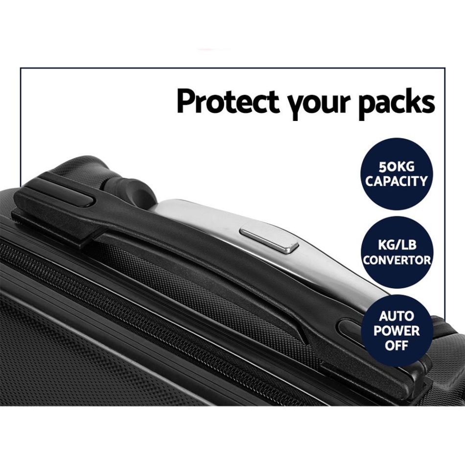 Wanderlite 3Set 20-24-28 Inch Luggage with TSA Lock Spinner Travel Suitcase Carry On Hard Shell Luggage Case Black - Image 6