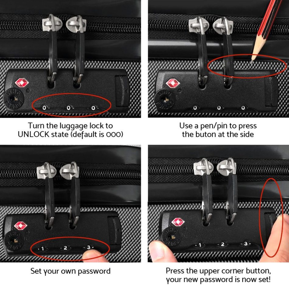 Wanderlite 3Set 20-24-28 Inch Luggage with TSA Lock Spinner Travel Suitcase Carry On Hard Shell Luggage Case Black - Image 7