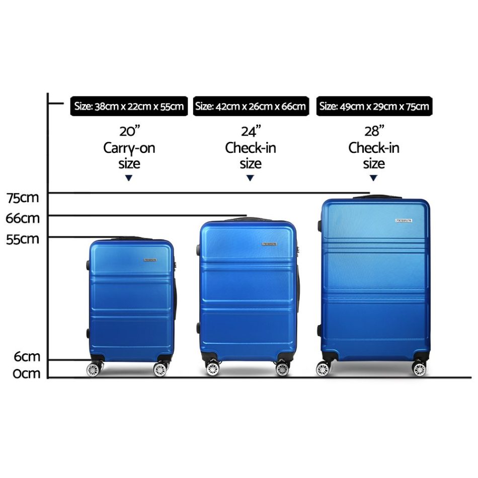 Wanderlite 20" 24" 28" Luggage with TSA Lock Spinner Travel Suitcase Carry On Hard Shell Luggage Case Blue - Image 2