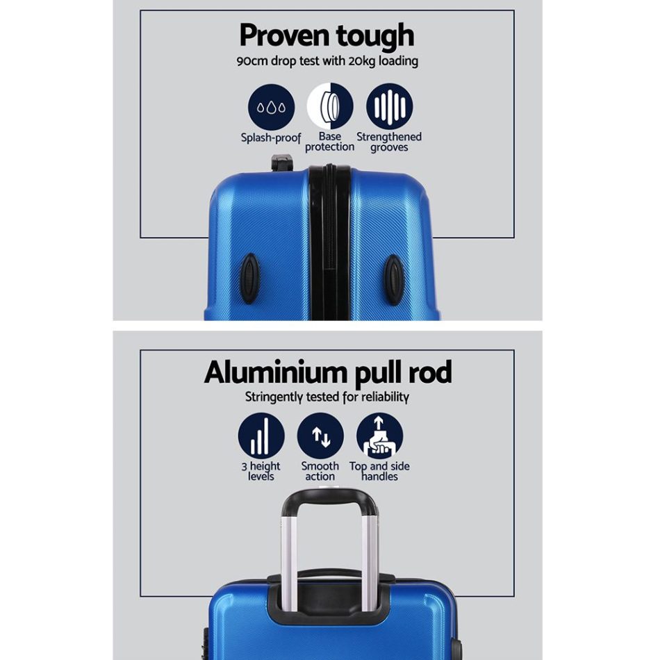 Wanderlite 20" 24" 28" Luggage with TSA Lock Spinner Travel Suitcase Carry On Hard Shell Luggage Case Blue - Image 4