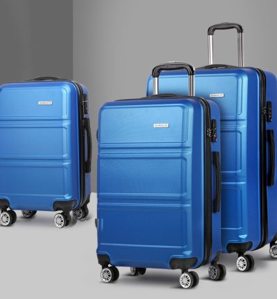 Wanderlite 20" 24" 28" Luggage with TSA Lock Spinner Travel Suitcase Carry On Hard Shell Luggage Case Blue