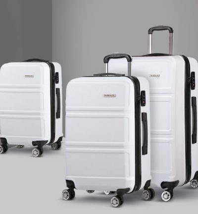 Wanderlite 20" 24" 28" Luggage with TSA Lock Spinner Travel Suitcase Carry On Hard Shell Luggage Case White