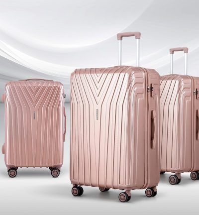 Wanderlite 3 Set Luggage 20-24-28 Inch Suitcase with TSA Lock Carry On Hard Shell Travel Luggage Organiser Case Pink