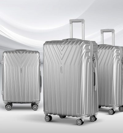 Wanderlite 3 Set Luggage 20-24-28 Inch Suitcase with TSA Lock Carry On Hard Shell Travel Luggage Organiser Case Silver