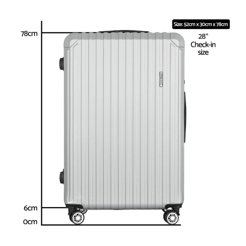 Wanderlite 28-inch Luggage Set with TSA Lock�ABS Hard Shell Travel Suitcase Organiser Luggage Case Light Grey - Image 2