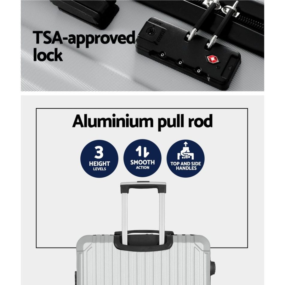 Wanderlite 28-inch Luggage Set with TSA Lock�ABS Hard Shell Travel Suitcase Organiser Luggage Case Light Grey - Image 4