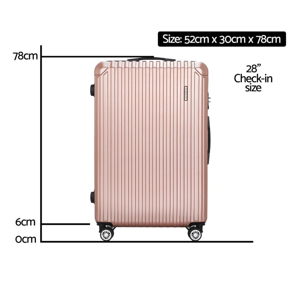 Wanderlite 28-inch Luggage Set with TSA Lock�ABS Hard Shell Travel Suitcase Organiser Luggage Case Rose Gold - Image 2